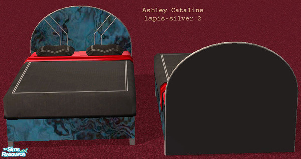 Sims 2 — Ashley Cataline Dbl Bedv2 Lapis Silver2 by suceress — Recolor of the Ashley Cataline Double Bed MESHv2. Rounded