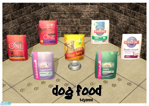 Sims 2 — Dog Food by tdyannd — A set of 6 American Name-Brand dog food bags.