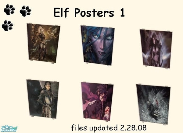 Sims 2 — Elf posters 1 by MinnieMinPin — Elf Inspired Art. All pictures are vertical & 2 tiled. Found under the lady