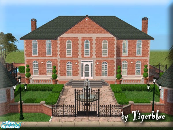 Sims 2 — Georgian Manor by Tigerblue — A smart Georgian Manor which looks equally at home in town or country. A 3x3 lot