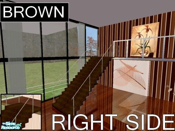 Sims 2 — The Panoramic stairs set - Brown recolor RIGHT by kibanahnah — From a set of 2 stairs with an upper