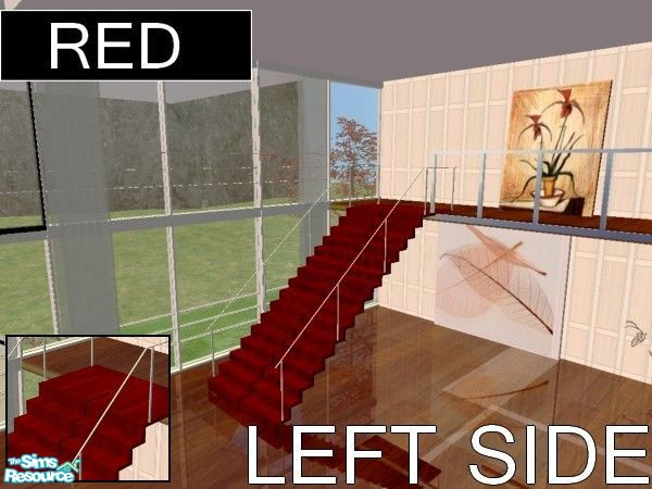 Sims 2 — The Panoramic stairs set - Red recolor LEFT by kibanahnah — From a set of 2 stairs with an upper part.Original