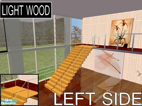 Sims 2 — The Panoramic stairs set - Light wood recolor LEFT by kibanahnah — From a set of 2 stairs with an upper