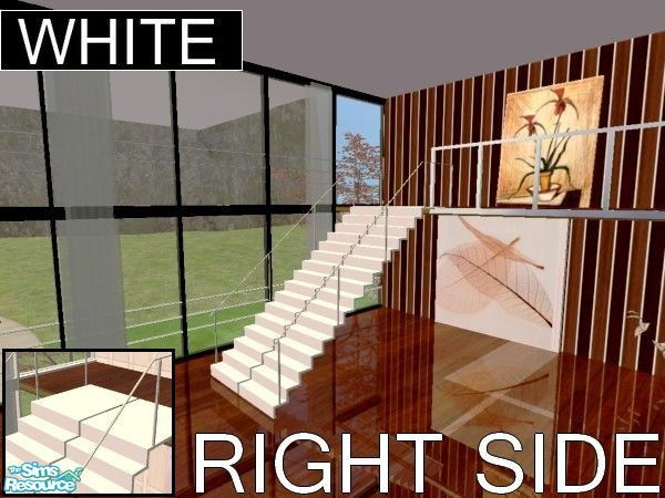 Sims 2 — The Panoramic stairs set - white recolor RIGHT by kibanahnah — From a set of 2 stairs with an upper