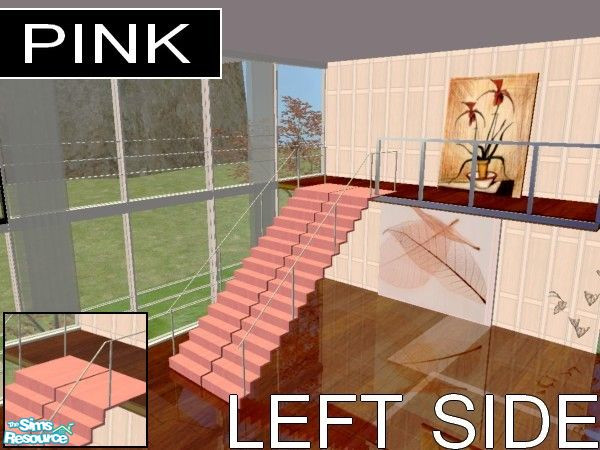 Sims 2 — The Panoramic stairs set - pink recolor LEFT by kibanahnah — From a set of 2 stairs with an upper part.Original
