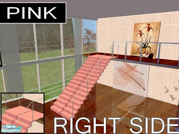 Sims 2 — The Panoramic stairs set - pink recolor RIGHT by kibanahnah — From a set of 2 stairs with an upper part.Original