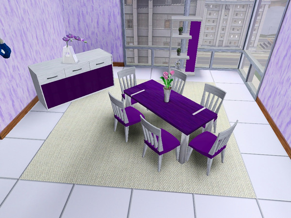 Sims 3 — PurpleElements by Princezz89 — - Sideboard (recolorable with Slots) - Dining Table (recolorable) - Chair
