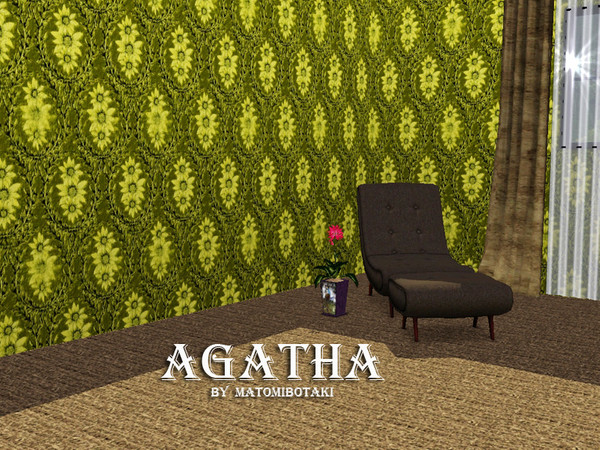 Sims 3 — Agatha by matomibotaki — Pattern in dark green, beige and light yellow, 3 channel, to find under Abstract.