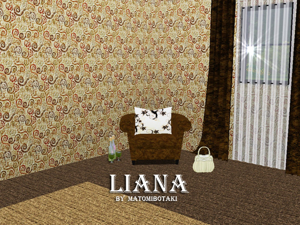 Sims 3 — Liana by matomibotaki — Pattern in red, green and light beige, 3 channel, to find under Abstract.
