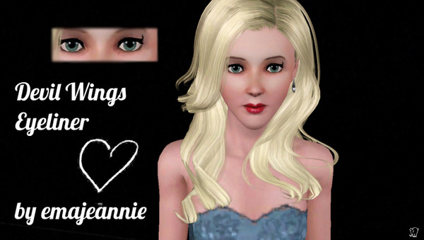 Sims 3 — Devil's Wings Eyeliner by emajeannie — Curvy, cute eyeliner for teen, YA and adult females :) Comment Feedback