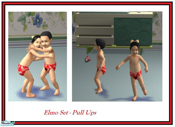 Sims 2 — Elmo Set For Toddlers - Pull Ups by sinful_aussie — Pull Up Pant\'s For Girls And Boys. Underwear/PJ\'s
