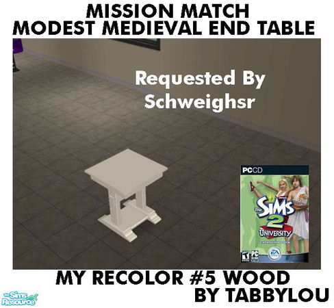 Sims 2 — TL - MM ModestMedEndTable Recolor05Wd by TabbyLou — My Recolor #5 Wood Recolor of Modest Medieval End Table in
