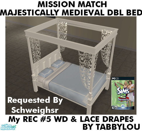 Sims 2 — TL - MM MajesticMedlDblBed-LaceDrape Recolor05AllWd by TabbyLou — My Recolor #5 Wood & Rec #5 Lace Recolor