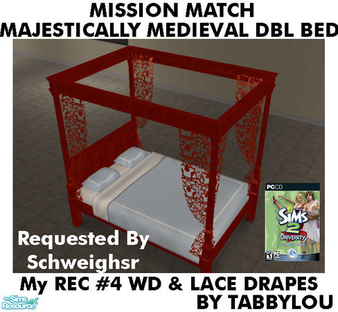Sims 2 — TL - MM MajesticMedlDblBed-LaceDrape Recolor04AllWd by TabbyLou — My Recolor #4 Wood & Rec #4 Lace Recolor