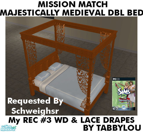 Sims 2 — TL - MM MajesticMedlDblBed-LaceDrape Recolor03AllWd by TabbyLou — My Recolor #3 Wood & Rec #3 Lace Recolor