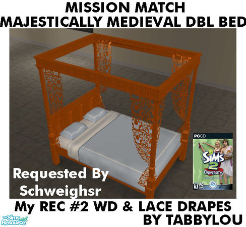 Sims 2 — TL - MM MajesticMedlDblBed-LaceDrape Recolor02AllWd by TabbyLou — My Recolor #2 Wood & Rec #2 Lace Recolor