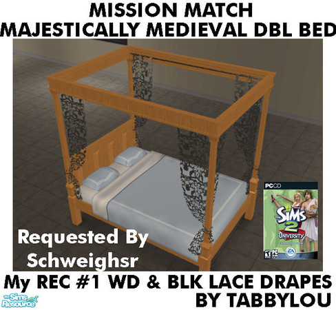 Sims 2 — TL - MM MajesticMedlDblBed-LaceDrape Recolor01BlkWd by TabbyLou — My Recolor #1 Wood & Black Lace Recolor of