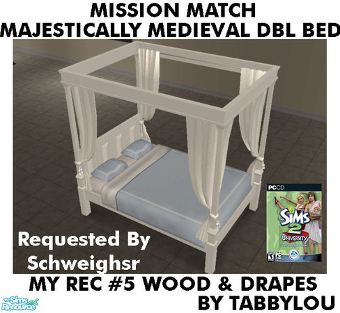 Sims 2 — TL - MM MajesticMedDblBed Recolor05AllWd by TabbyLou — My Recolor #5 Wood & Rec#5 Drapes Recolor of