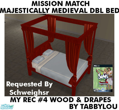 Sims 2 — TL - MM MajesticMedDblBed Recolor04AllWd by TabbyLou — My Recolor #4 Wood & Rec#4 Drapes Recolor of