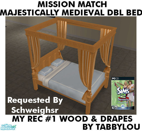 Sims 2 — TL - MM MajesticMedDblBed Recolor01AllWd by TabbyLou — My Recolor #1 Wood & Rec#1 Drapes Recolor of