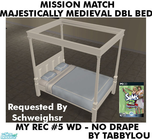 Sims 2 — TL - MM MajesticMedlDblBed-NoDrape Recolor05Wd by TabbyLou — My Recolor #5 Wood Recolor of Majestically Medieval