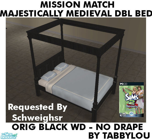 Sims 2 — TL - MM MajesticMedlDblBed-NoDrape OrigBlackWd by TabbyLou — Maxis Original Black Wood Recolor of Majestically