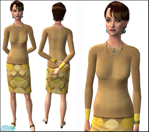 Sims 2 — Expression - Camel with lime by confide — Don\'t forget to download Mesh_confideElderMidDresshoes_mar08.