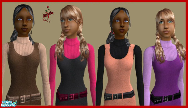 Sims 2 — Boots & Belts by cariadbach — Tired of not knowing what to dress your teen Sims in for school . Perhaps this