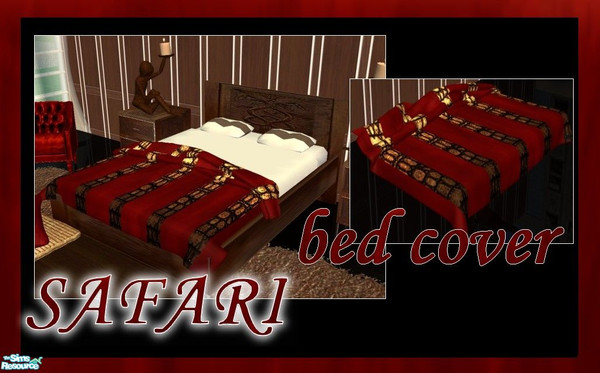 Sims 2 — Safari Bedroom - Bed blanket by kibanahnah — A set in warm colors-red,golden,and dark chocolate wood. Give your