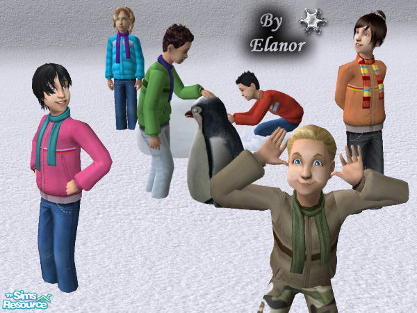 Sims 2 — Kids Outerwear by elanorbreton — A set of 6 warm Winter outfits, 3 each for boys and girls.