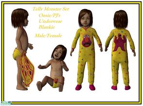 Sims 2 — Telly Monster Set For Toddlers by sinful_aussie — A cute set for toddlers. A onsie, underwear and blankie. 