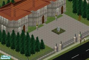 Sims 1 — The Court by Alimatt — This sophisticated house is completely made of stone. It contains an entrance/living,