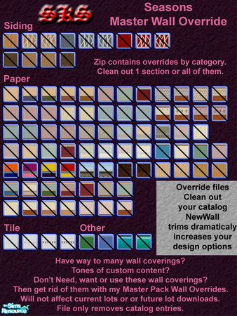 Sims 2 — Seasons Master Wall Override by 71robert13 — Zip contains an \"All\" file that will remove all EA