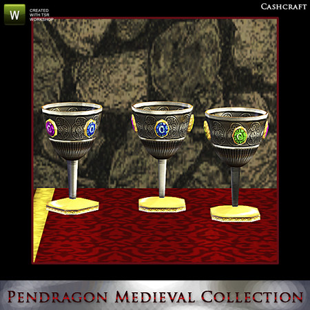 Sims 3 — Pendragon Medieval Goblet by Cashcraft — A bejeweled silver and gold goblet to hold your favorite beverage.