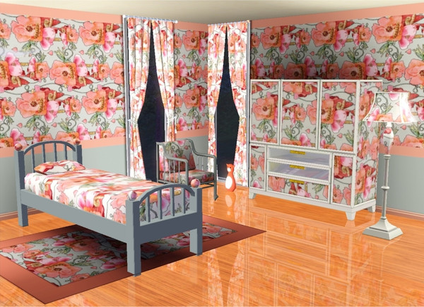 Sims 3 — marcorse_poppynwheat pattern by marcorse — Pretty pink poppies, with ears of wheat and floating petals and