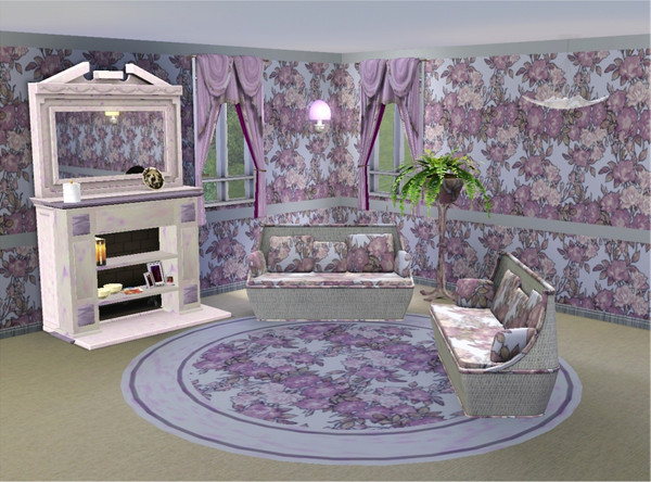 Sims 3 — marcorse_flowery pattern by marcorse — A muted and romantic oldstyle wallpaper pattern of cabbage roses in pink