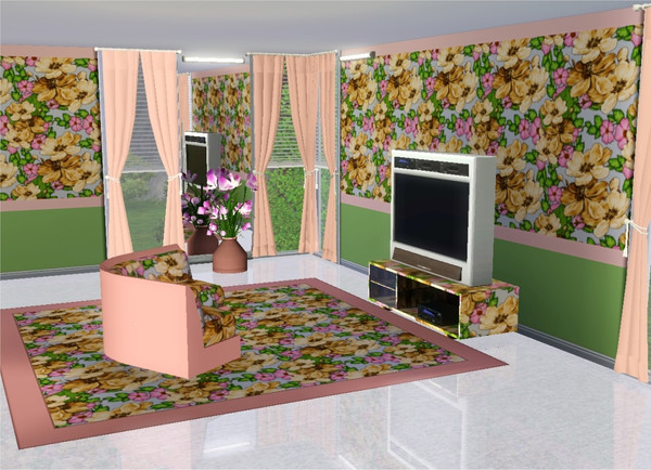Sims 3 — marcorse_trellised pattern by marcorse — A pretty floral pattern of trellised vinca blooms supporting a trio of