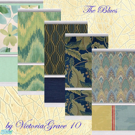 Sims 2 — Blue Wall Set by VictoriaGrace — Vivacious walls for Sims who love the blues! This set is for Barbara!