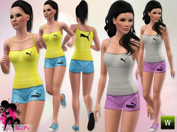 Sims 3 — Athletic Outfit by miraminkova — Puma Sport Outfit includes puma shorts and puma vest. Very comfortable for
