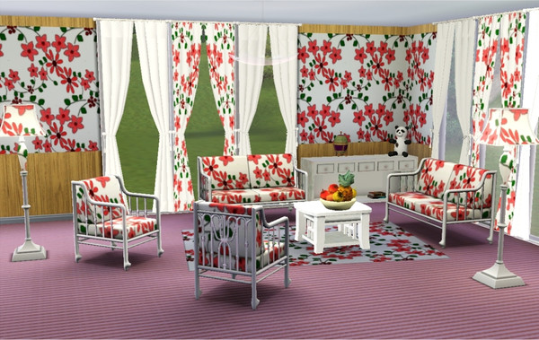Sims 3 — marcorse_clustering pattern by marcorse — Pretty clusters of bright flowers on a neutral ground.