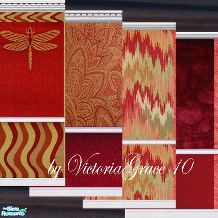 Sims 2 — Red Walls Set by VictoriaGrace — Dedicated to my friend Judy, a set of red walls for those of us who love red!