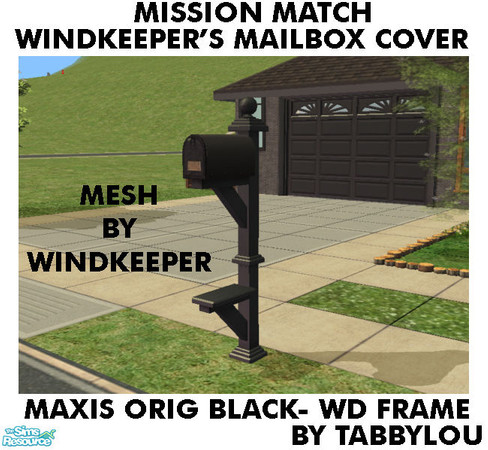 Sims 2 — TL - MM WindkeepersMailbox-WoodFrame OrigBlackWd by TabbyLou — Maxis Original Black Wood Recolor of Windkeepers