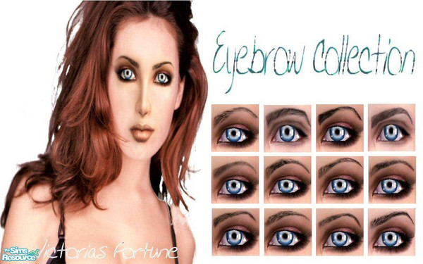 Sims 2 — VF Eyebrows Collection by fortunecookie1 — Here are 12 new eyebrows. These are all in black. Other colours to