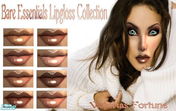 Sims 2 — VF Bare Essentials Lipgloss Collection by fortunecookie1 — These lipglosses come in 8 neutral shades for your
