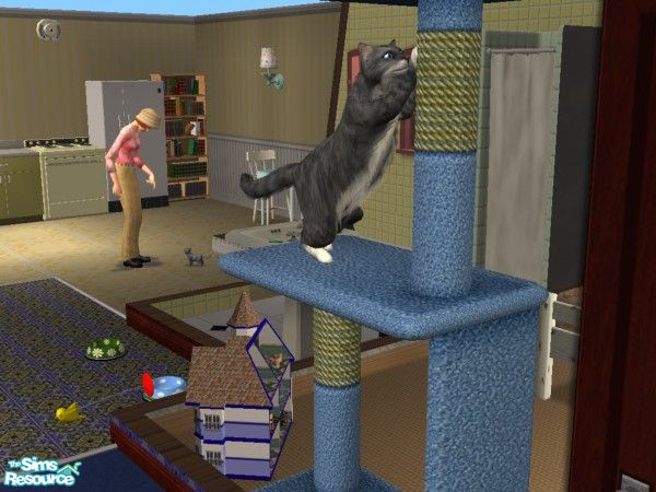 Sims 2 — Kat by commieo — Kat is a recreation of my cat. She has long black fur, with white paws, a white chin and a