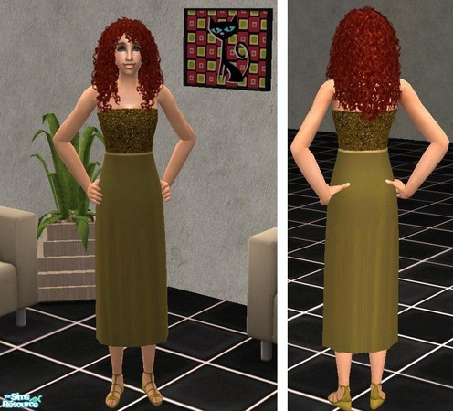 Sims 2 — Golden Goddess Dress - Recolor by TheNinthWave — This is the recolor of the Golden Goddess dress mesh. The Mesh