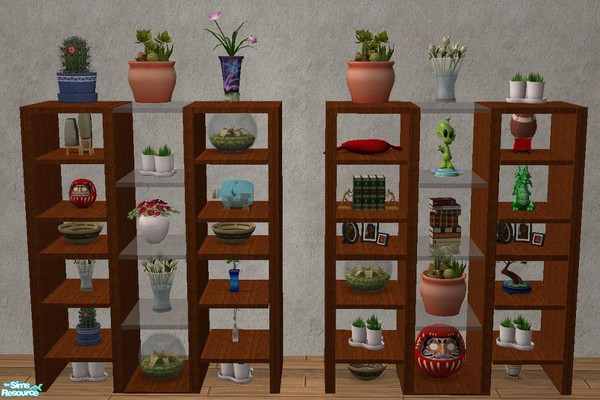 Sims 2 — Boris Tall Wall Unit in Dark Wood by TheNinthWave — Recolor of my Boris tall wall unit in dark wood.