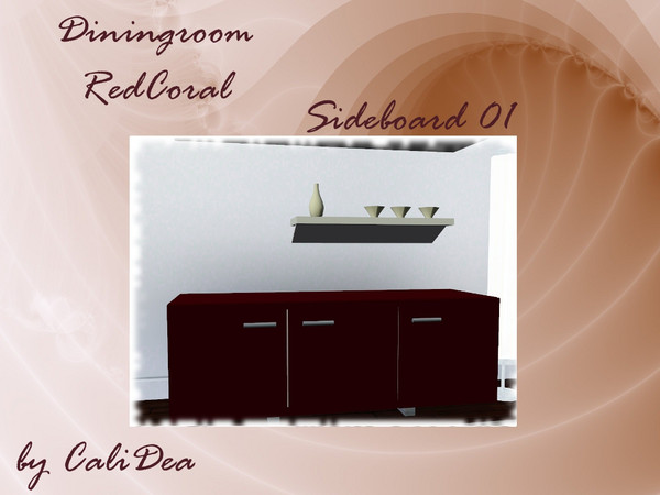 Sims 3 — Diningroom RedCoral Sideboard01 by CaliDea — Diningroom RedCoral Sideboard01 by CaliDea TSR