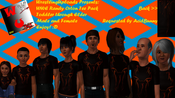Sims 3 — WWE Randy Orton Tee Pack by WrestlingUploads — Get the Vipers look with this Randy Orton Tee Pack. Suitable for