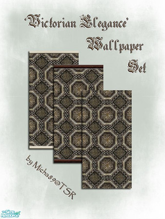 Sims 2 — Victorian Elegance Wallpaper Set by micha89 — one Victorian wallpaper + versions with borders-one light &